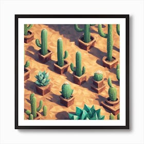 Low Poly Cactus Art Print