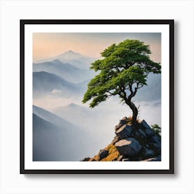 Lone Tree On Top Of Mountain 41 Art Print