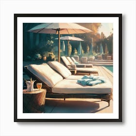 Lounge Chairs At The Pool Art Print