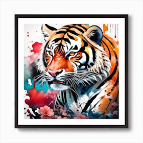 Tiger Splash Painting Art Print
