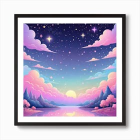 Sky With Twinkling Stars In Pastel Colors Square Composition 150 Art Print
