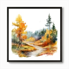 Watercolor Of Autumn Forest 1 Poster