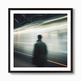 Man Waiting For A Train Art Print