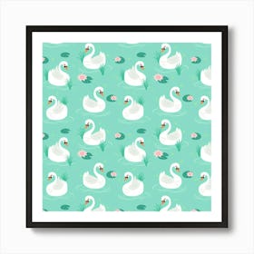 Elegant Swan Seamless Pattern Art Print