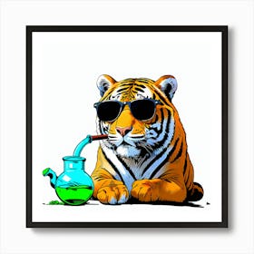 Tiger Smoking Marijuana Art Print