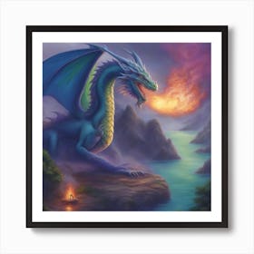 Blue Dragon 4 Art Print
