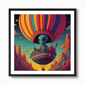 Alien In Hot Air Balloon Art Print