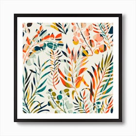 Colorful Leaves Pattern Square Art Print