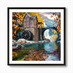 Water Wheel In Autumn Art Print