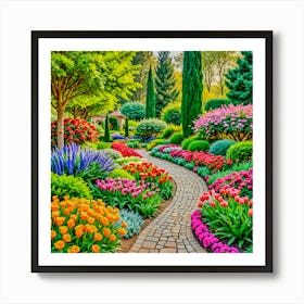 Colorful Garden Path Art Print