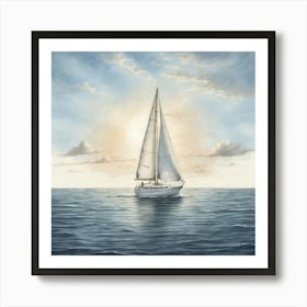 Sailboat At Sunset Art Print