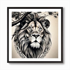 Lion Tattoo Design Art Print