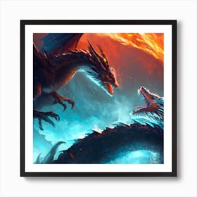Two Dragons Fighting 12 Art Print