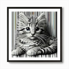 Cat In A Barcode Art Print