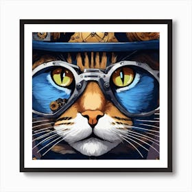 Steampunk Cat Art Print