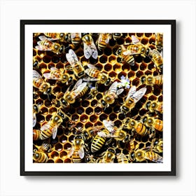 Bees Insects Pollinators Honey Hive Queen Worker Drone Nectar Pollen Colony Honeycomb St (8) Art Print