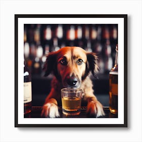 Dog in Bar Art Print