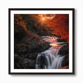 Waterfall In Autumn Art Print