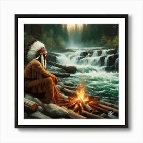 Oil Texture Native American Warrior 4 Copy Art Print