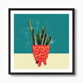 Funky Cactus 3 Square Art Print