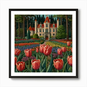 Tulips In The Garden 48 Art Print