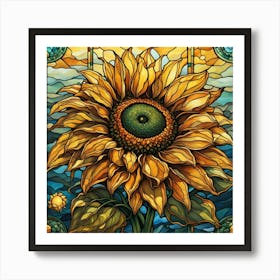 Sunflower Stained Glass Art Print