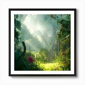 Sunlight peering through Forest Art Print