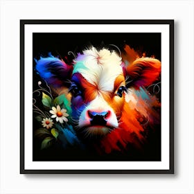 Colorful Cow Portrait Art Print