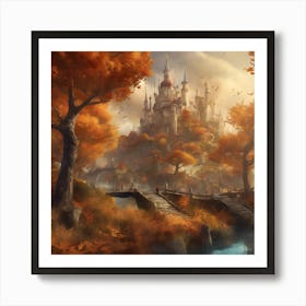 Autumn Forest and Castle Art Print