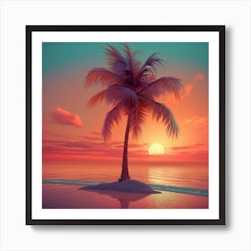 Palm Tree At Sunset - Sunset Stock Videos & Royalty-Free Footage 1 Art Print