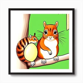 Squirrel And Egg Art Print