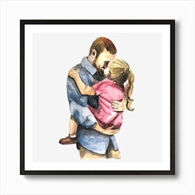 Father And Daughter Hugging Father's Day 1 Art Print