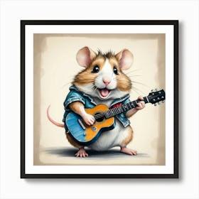 Hamster Playing Guitar 9 Art Print