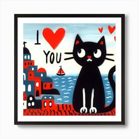 I Love You Cat - Greece Art Print