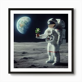 Astronaut On The Moon Art Print