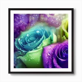 Beautiful purple, blue and lime roses 2 Art Print