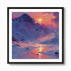 Sunset In The Mountains 5 Art Print