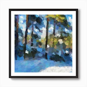 Snowy winter forest N4 Art Print