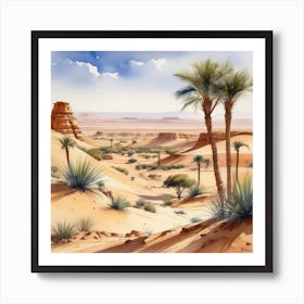 Watercolor Desert Landscape 7 Art Print