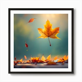 Autumn Leaf Flying In The Air 1 Art Print