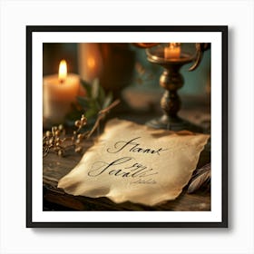 Calligraphic Thank You Note Elegant Looping Script Scribed On Aged Parchment Wax Seal Embossed (4) Art Print