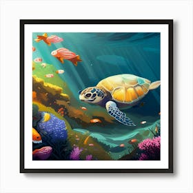 Sea Turtle In The Sea Art Print