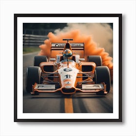 Orange Racing Car Created by using Imagine AI Art Art Print