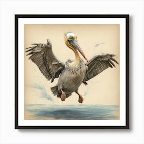 Pelican In Flight 2 Art Print