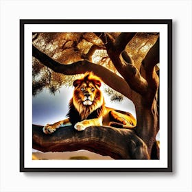 Lion In The Tree 11 Art Print