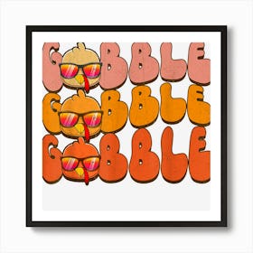 Groovy Vintage Turkey Day Cute Gobble Retro Thanksgiving Art Print