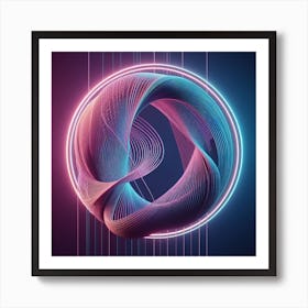 Neon String Circle Art Print