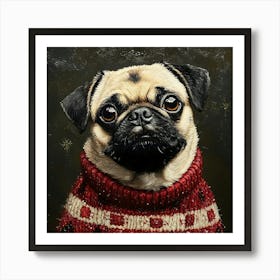 Holidays Pug 7 Art Print