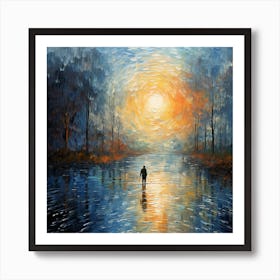 Threaded Echo: Reflective Impressionist Horizon Art Print