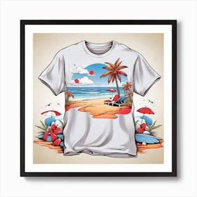 Beach Scene T - Shirt Design Art Print